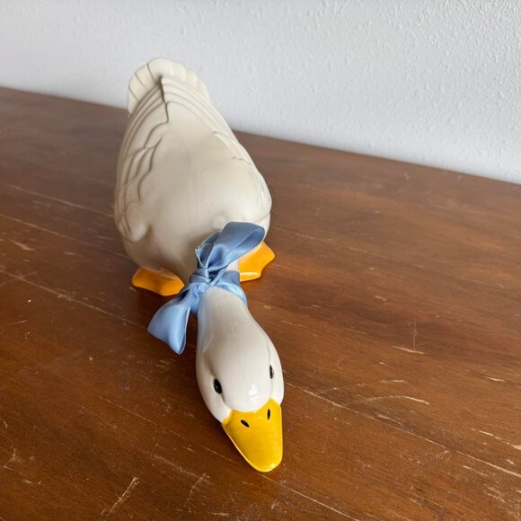 Vintage Ceramic Cottage Duck, Blue Ribbon Goose - Picture 2 of 8